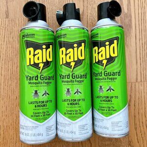 Lot of 3 Raid Yard Guard Mosquito Fogger Killer Spray 900 Square Feet Treatment